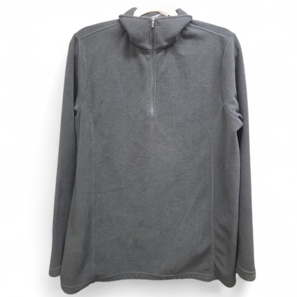Lands' End Charcoal Fleece 1/4 Zip Jacket Large Tall 14/16 Classic Outdoor Cozy